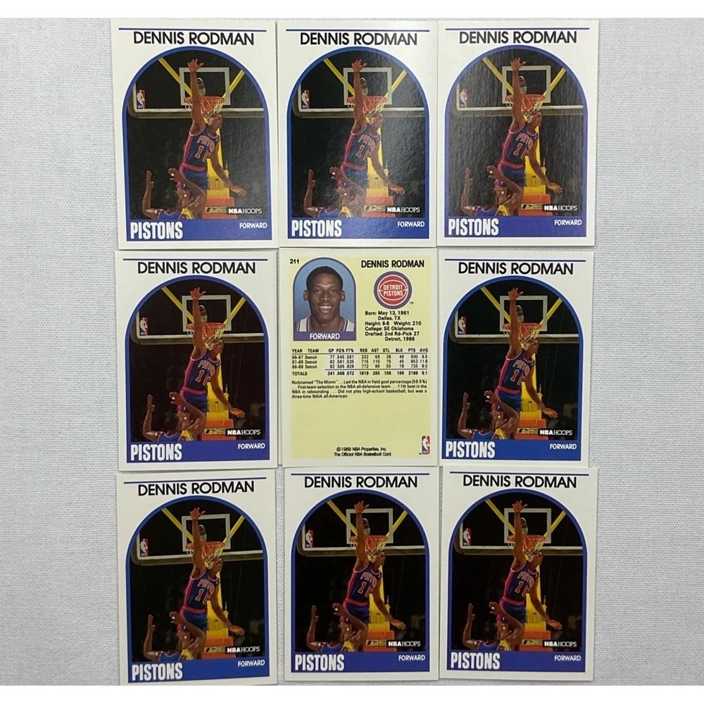 Dennis Rodman 1989-90 Hoops Card 211 NBA Detroit Pistons Lot of 10 Basketball